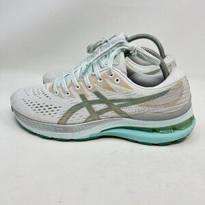 Asics Gel-Kayano 28 Womens Running Shoes - White/Teal Lightweight Size 9.5